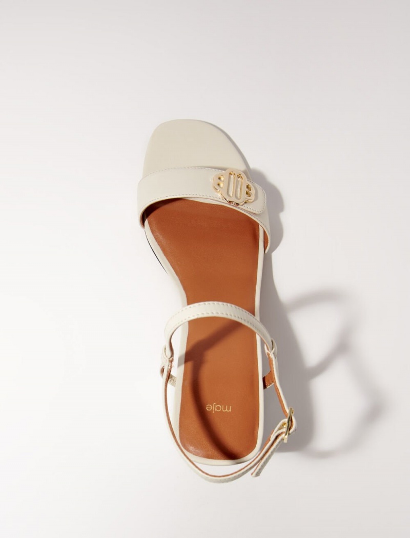 Maje Læder Sandals Ecru | CZ_M96979