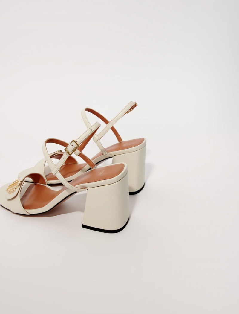 Maje Læder Sandals Ecru | CZ_M96979