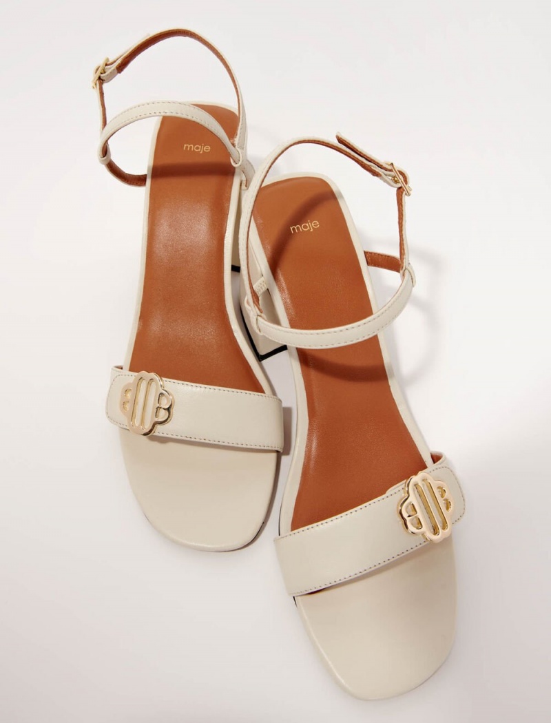 Maje Læder Sandals Ecru | CZ_M96979