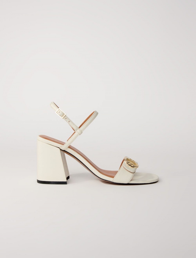 Maje Læder Sandals Ecru | CZ_M96979