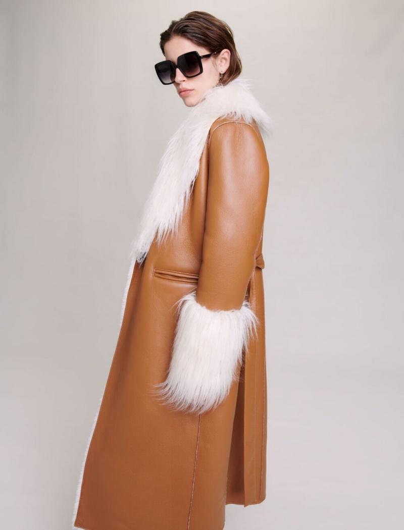 Maje Long Faux Fur Camel | CZ_M16688