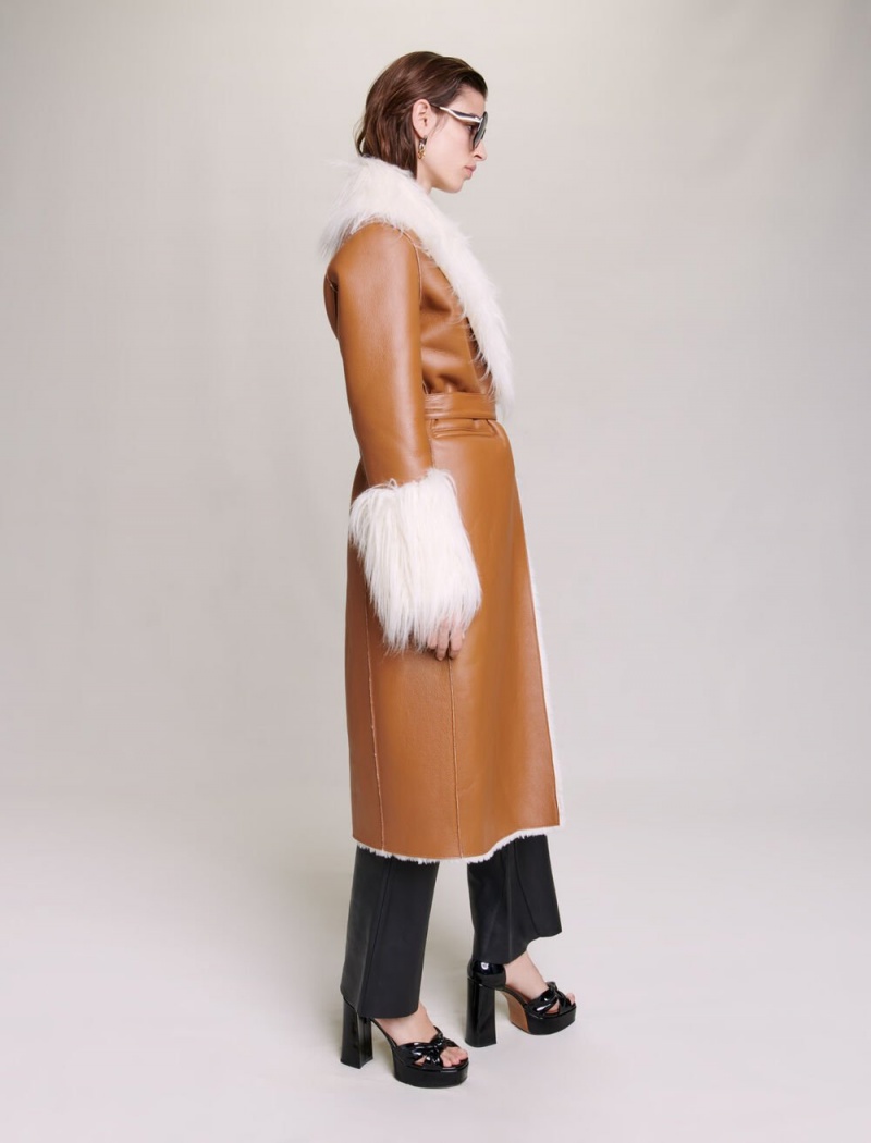 Maje Long Faux Fur Camel | CZ_M16688