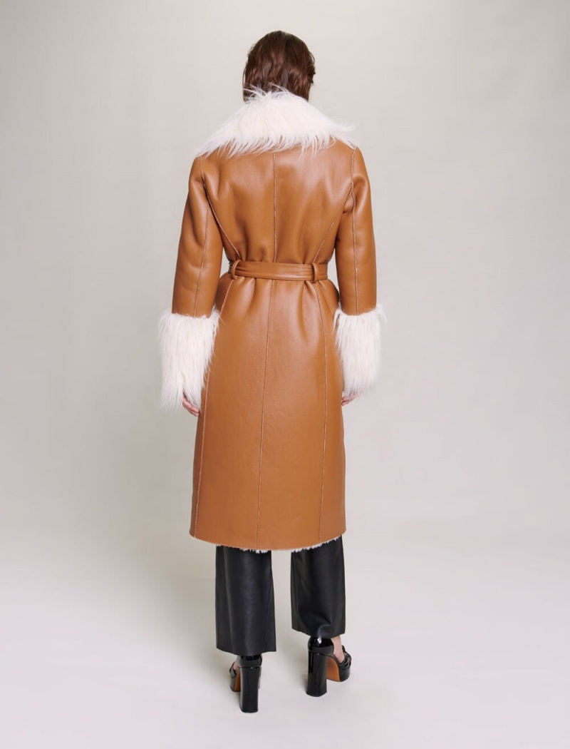 Maje Long Faux Fur Camel | CZ_M16688