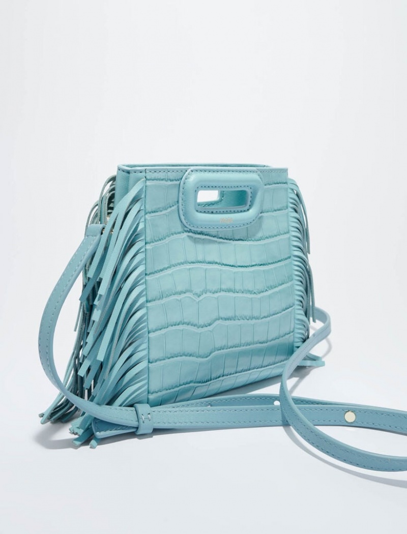 Maje Mini Embossed-leather With Chain Tyrkysové | CZ_M20390