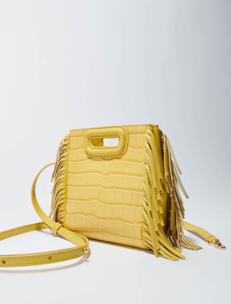 Maje Mini Embossed-leather With Chain Žluté | CZ_M74429