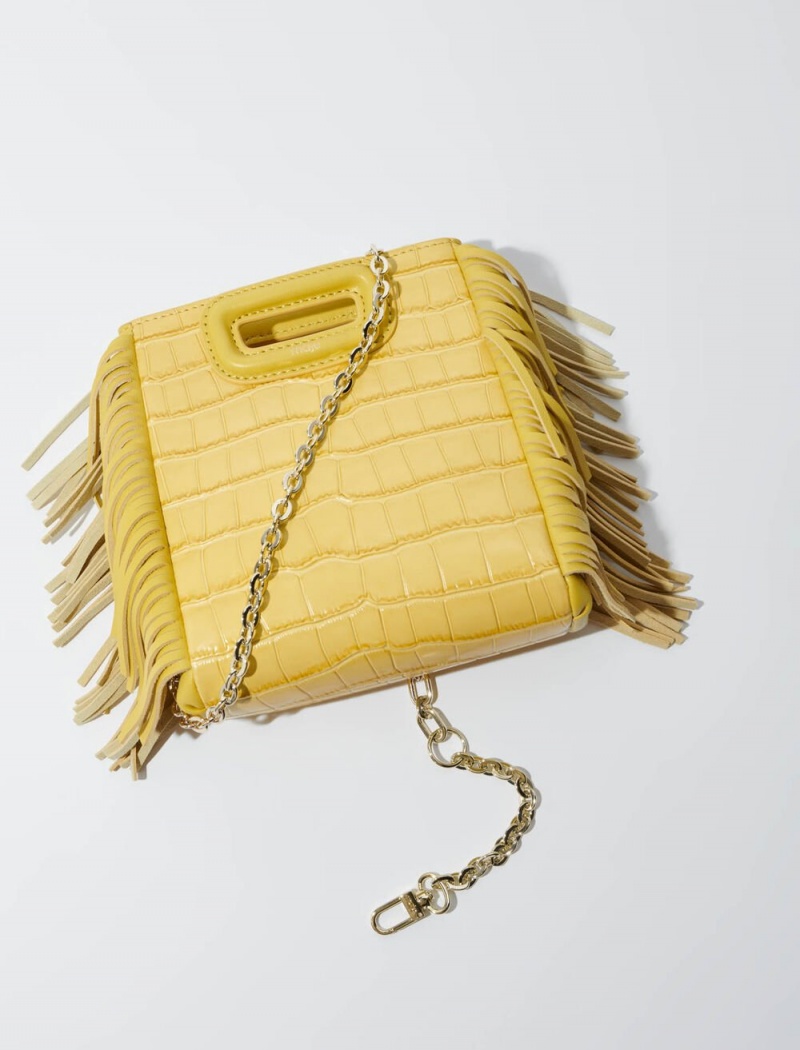 Maje Mini Embossed-leather With Chain Žluté | CZ_M74429