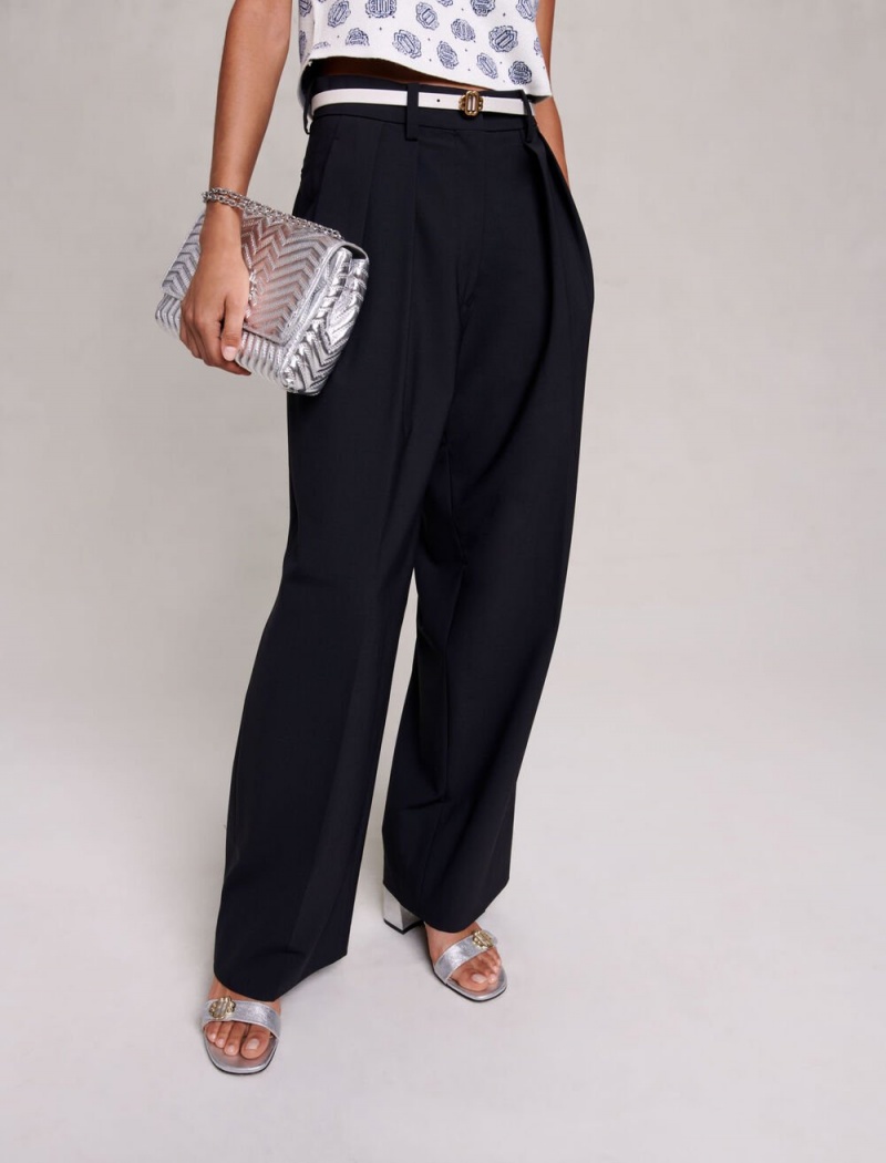 Maje Oversize Boyish Trousers Černé | CZ_M77058