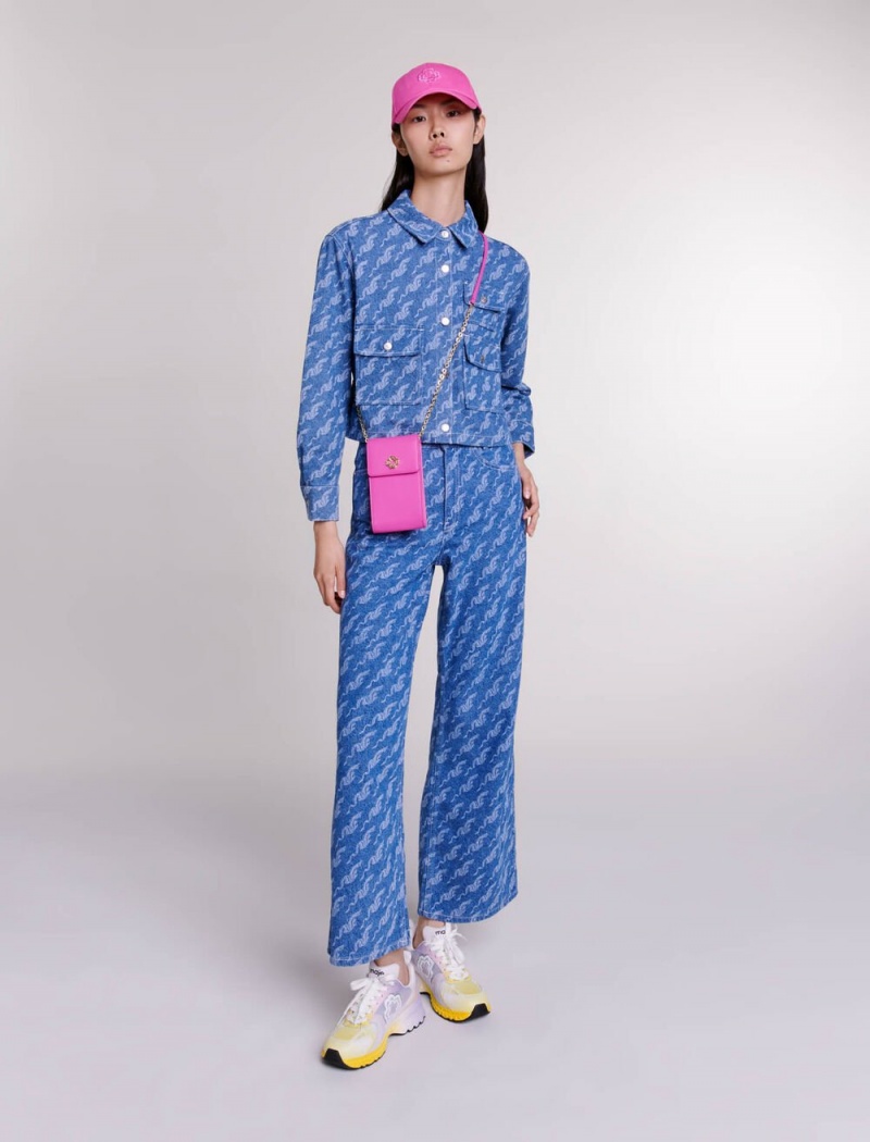 Maje Patterned Denim Shirt Blankyt | CZ_M16883