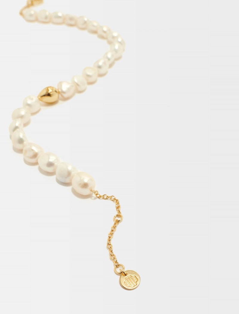 Maje Pearl Necklace With Metal Details Zlaté | CZ_M95705