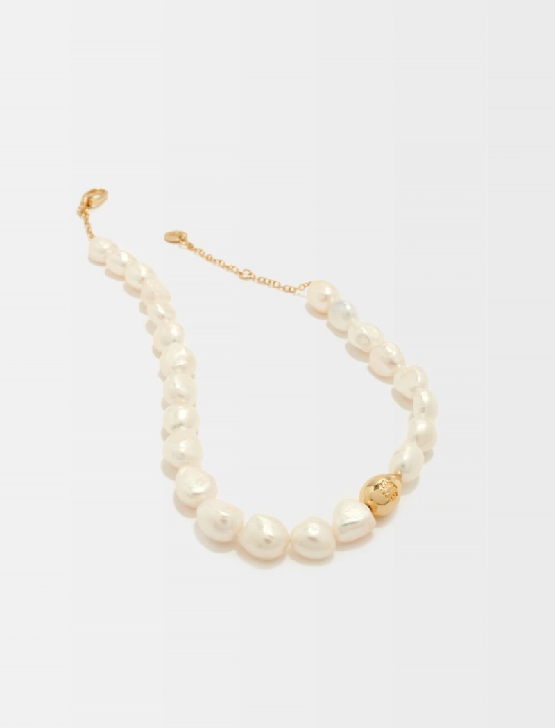 Maje Pearl Necklace With Metal Details Zlaté | CZ_M95705