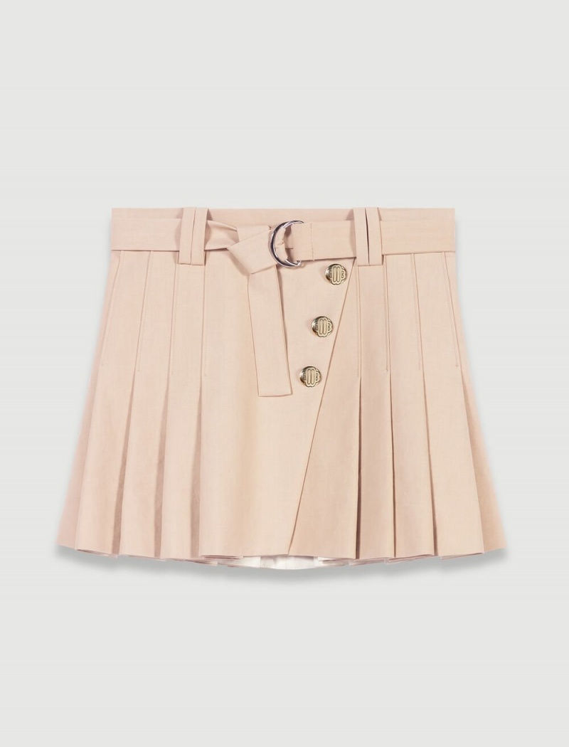 Maje Plisovaný Mini-skirt Béžový | CZ_M24776