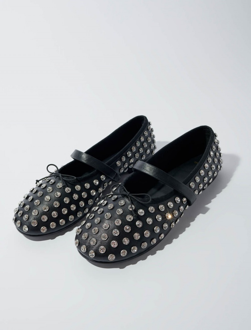 Maje Rhinestone Ballerinas Černé | CZ_M76079