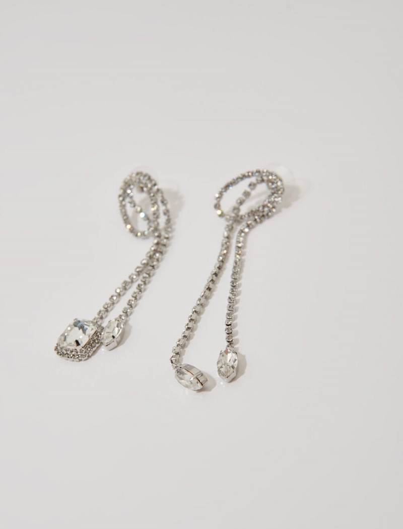 Maje Rhinestone Earrings Stříbrné | CZ_M82086