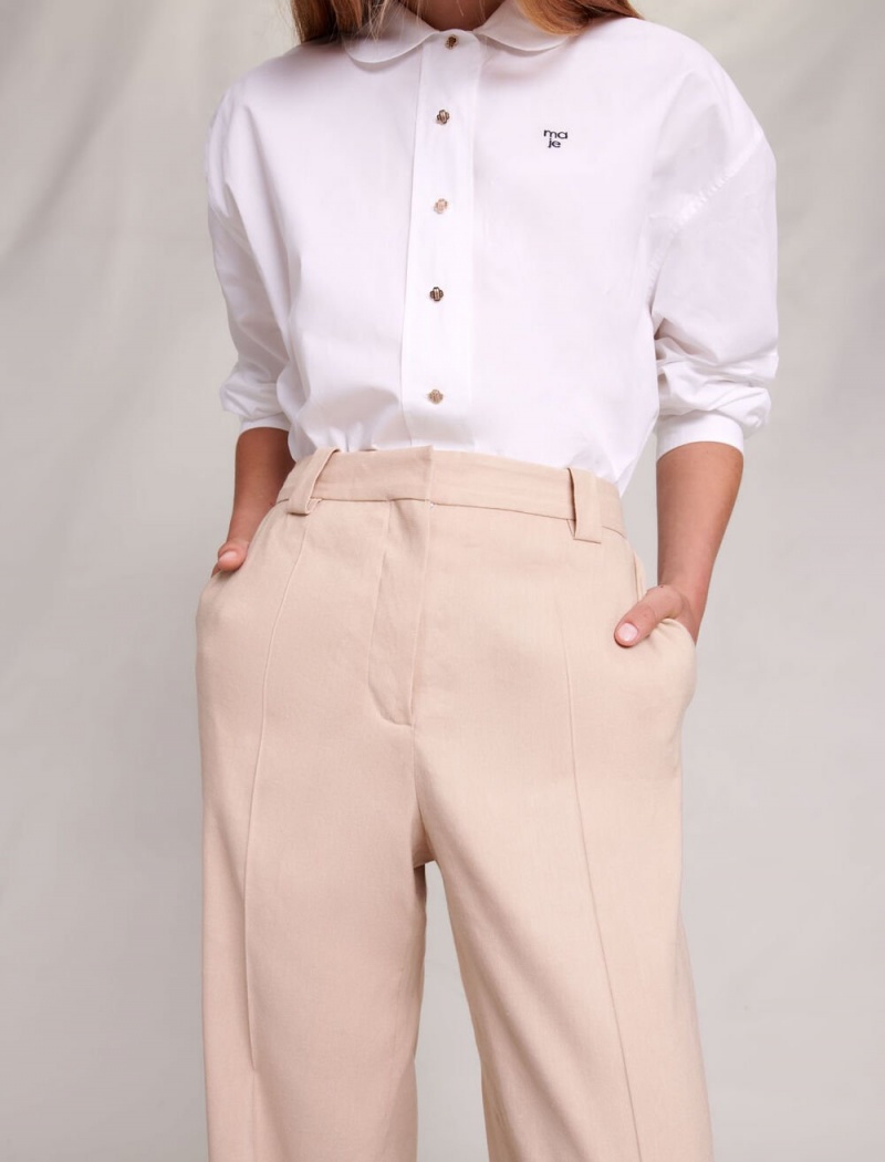 Maje Rovný-fit Trousers Béžový | CZ_M64898