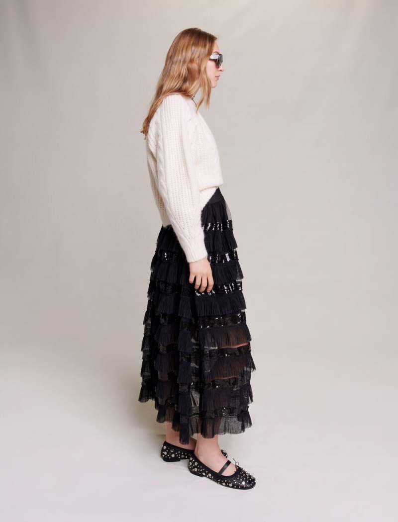 Maje Ruffled Maxi Černé | CZ_M83158