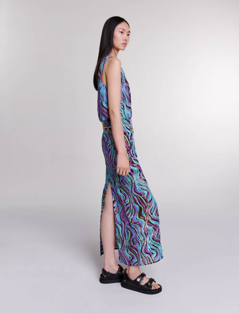 Maje Sequin Maxi Multi-Coloured | CZ_M45874