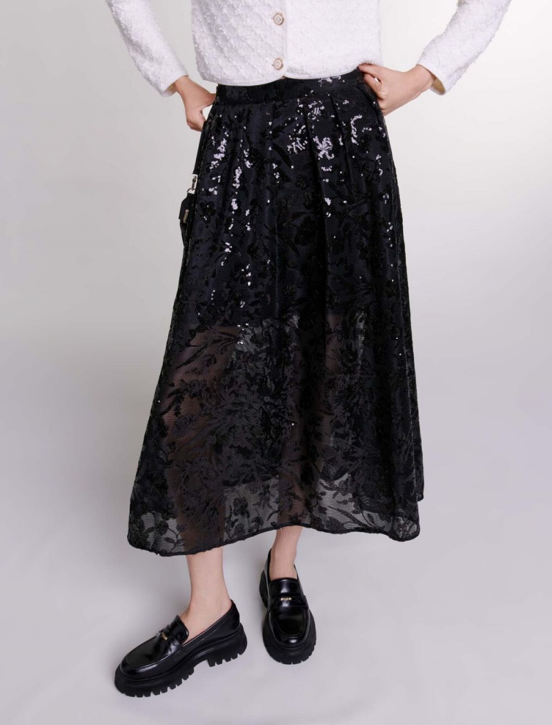 Maje Sequin Maxi Černé | CZ_M80290