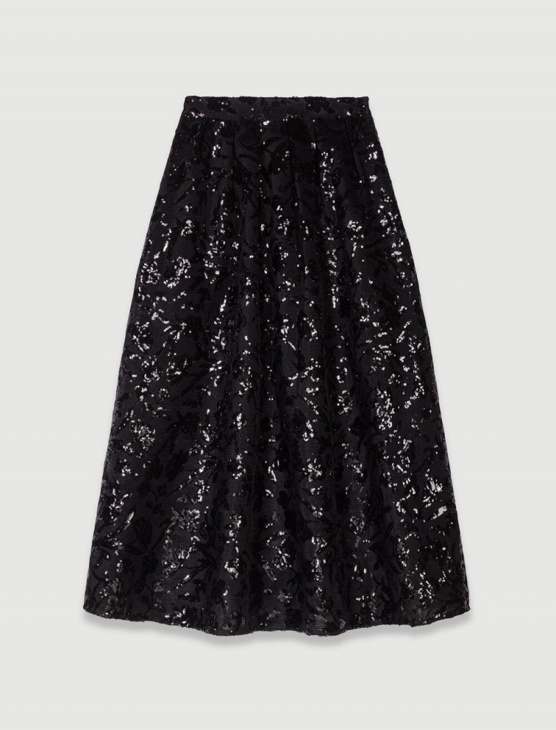 Maje Sequin Maxi Černé | CZ_M80290