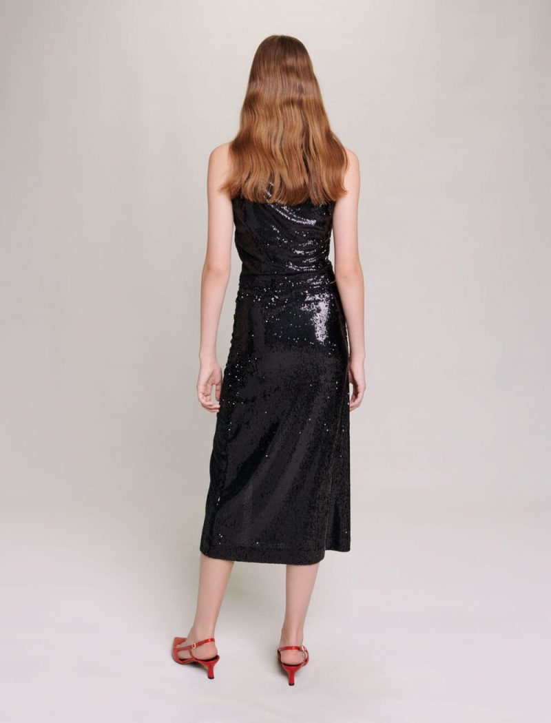 Maje Sequinned Midi Černé | CZ_M47410