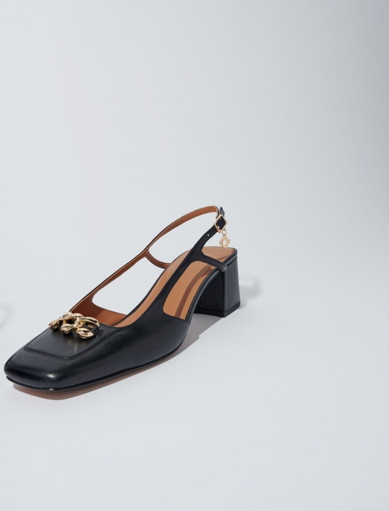 Maje Square-toe Læder Pumps Černé | CZ_M51770