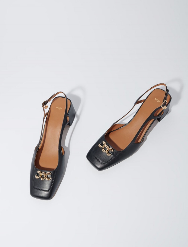 Maje Square-toe Læder Pumps Černé | CZ_M51770