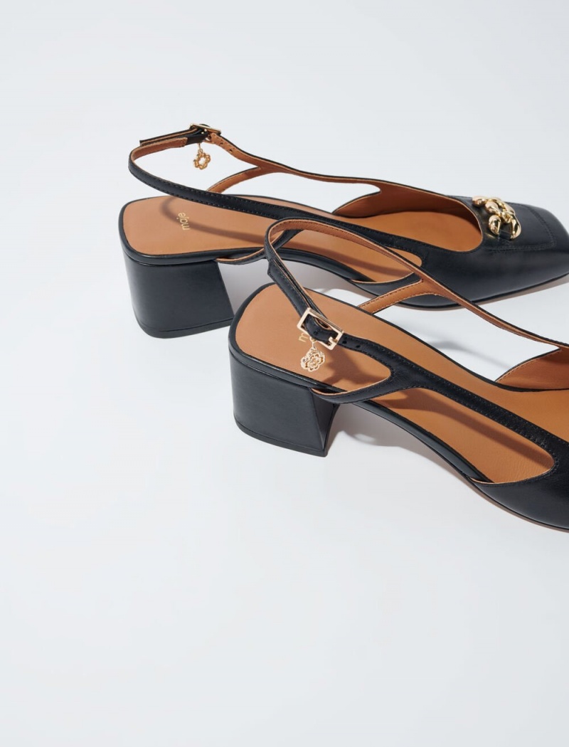 Maje Square-toe Læder Pumps Černé | CZ_M51770