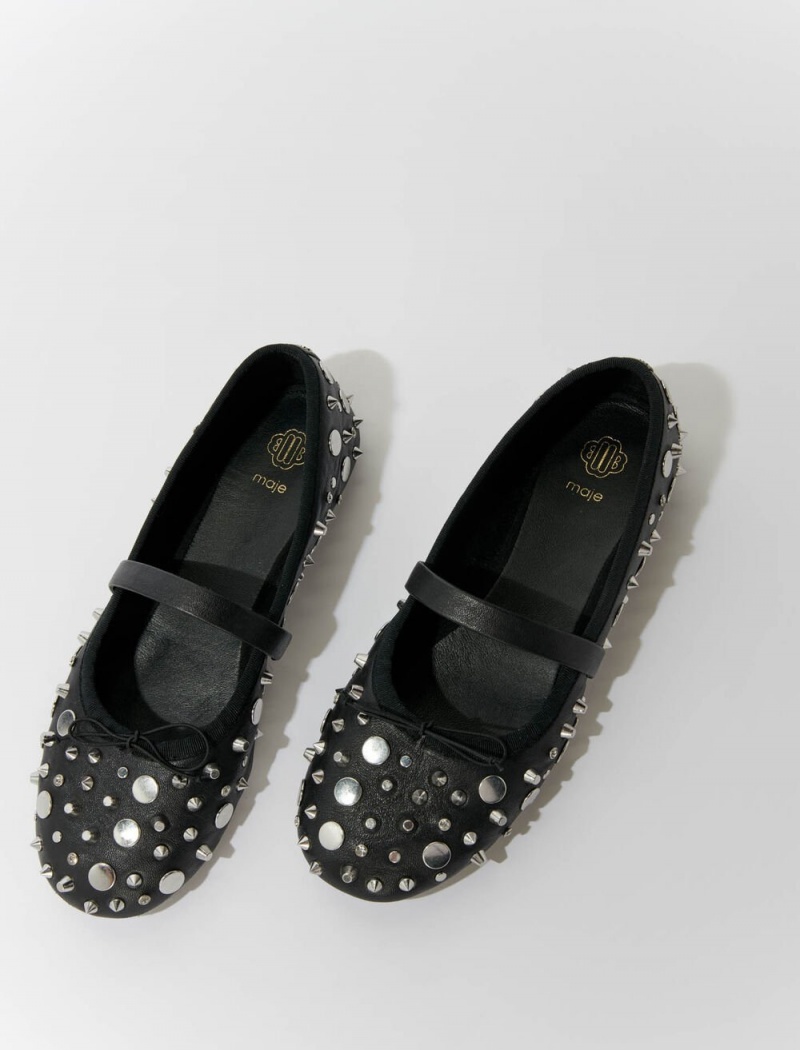 Maje Studded Ballet Flats Černé | CZ_M14829