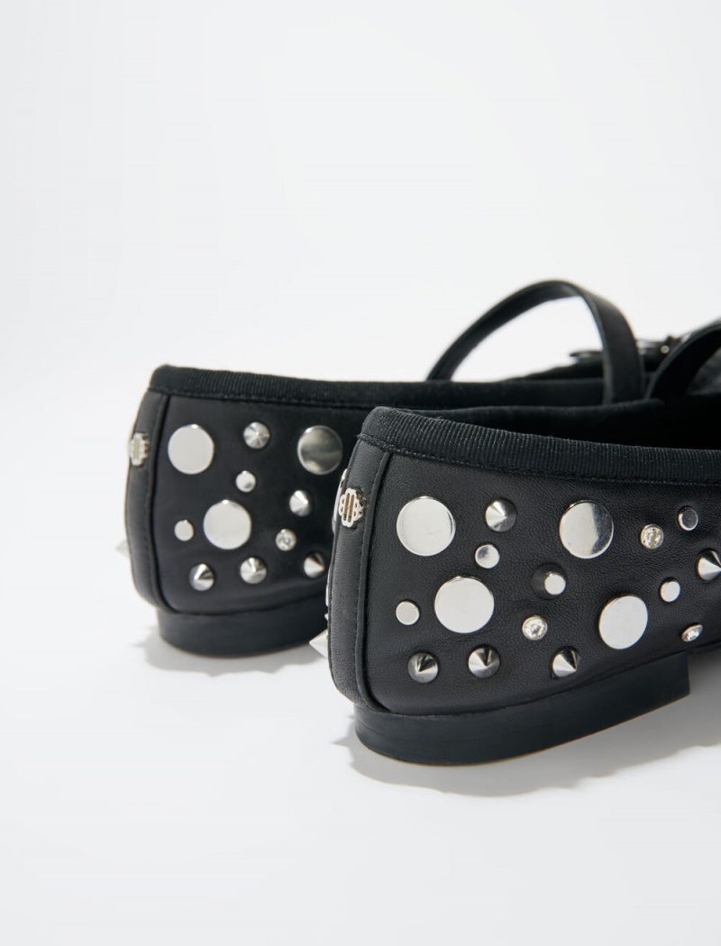 Maje Studded Ballet Flats Černé | CZ_M14829