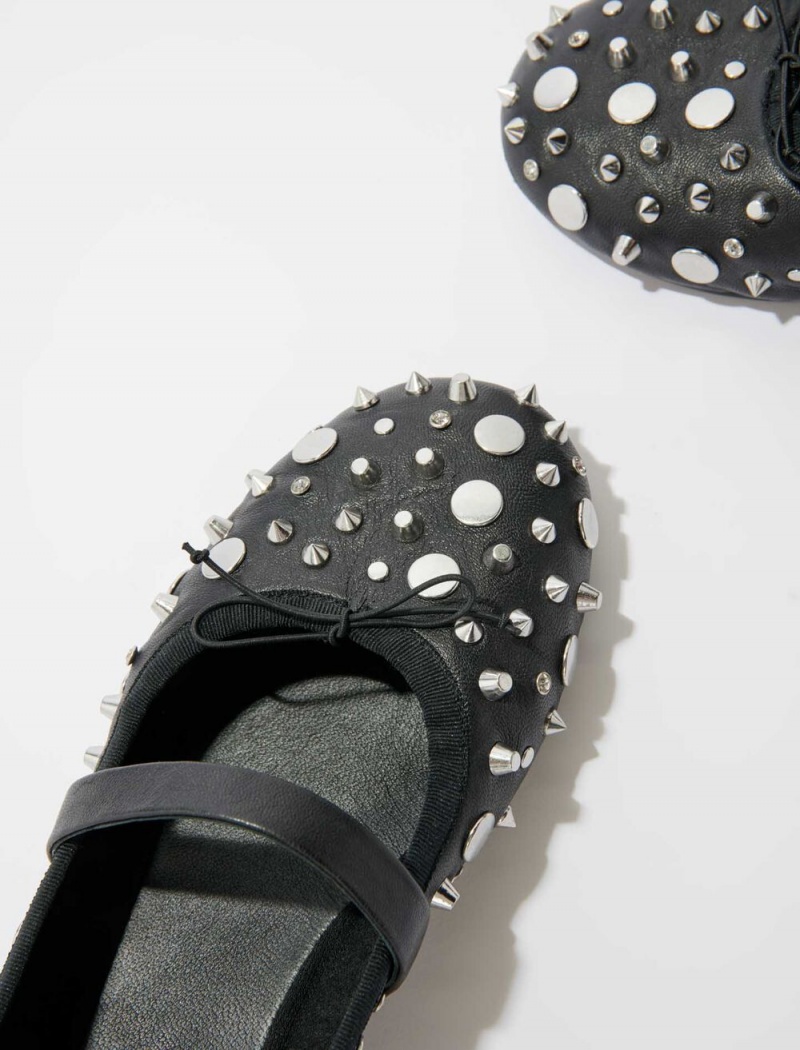 Maje Studded Ballet Flats Černé | CZ_M14829