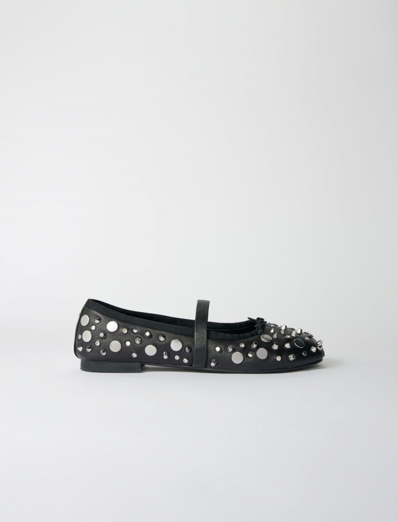 Maje Studded Ballet Flats Černé | CZ_M14829