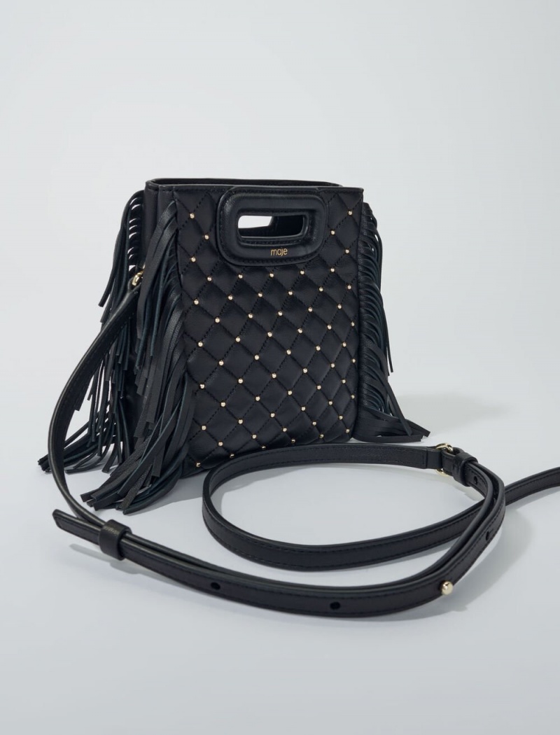 Maje Studded Prošívaný Læder Mini Černé | CZ_M26717