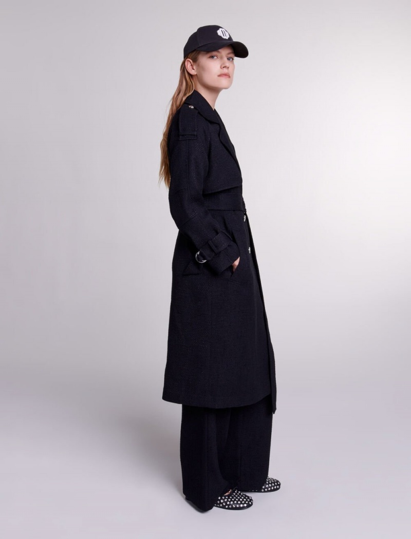 Maje Tweed Trench Černé | CZ_M95143