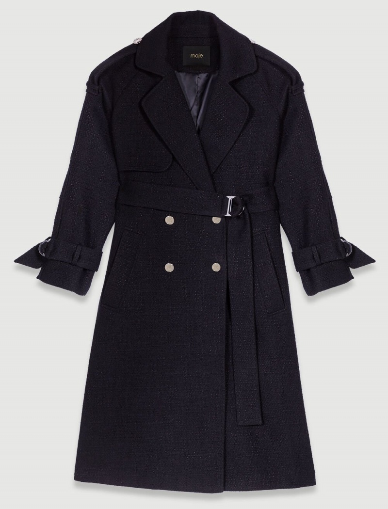 Maje Tweed Trench Černé | CZ_M95143