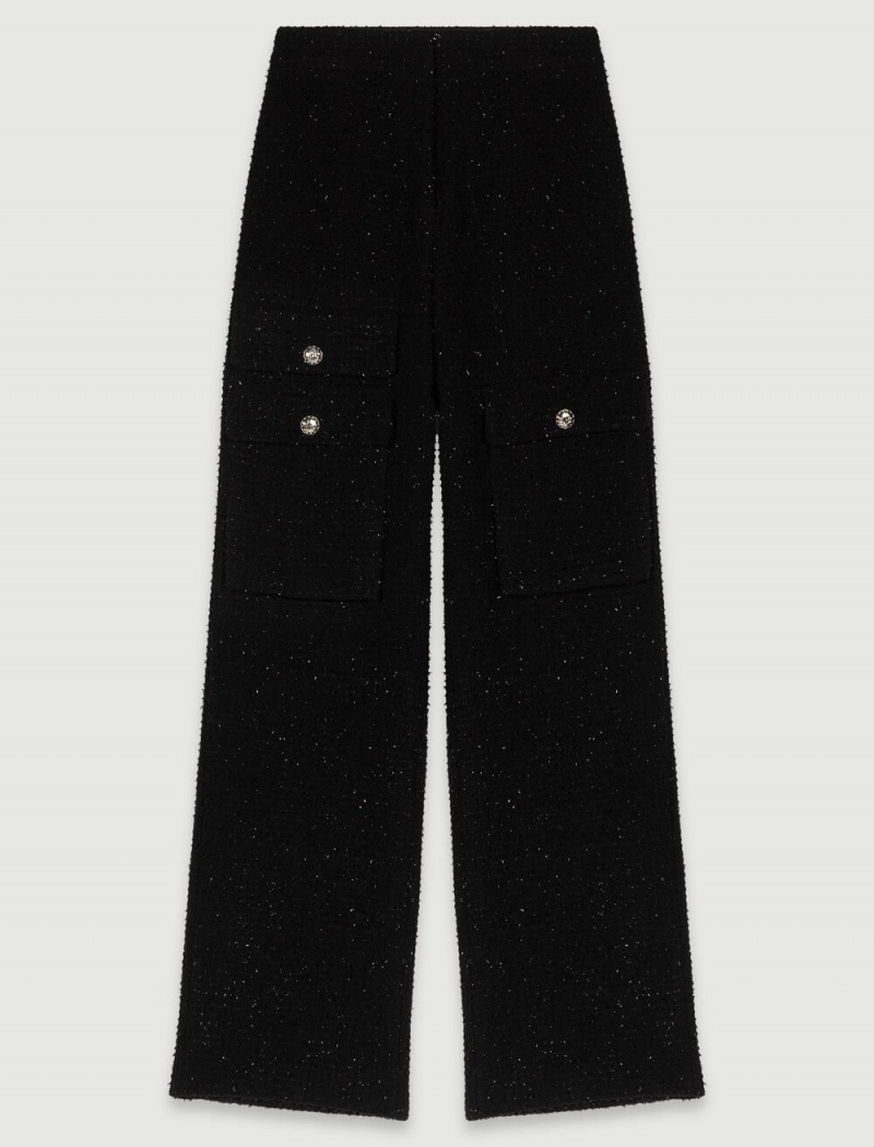 Maje Tweed Trousers Černé | CZ_M50470