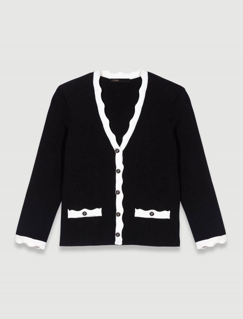 Maje Two-tone Cardigan Černé | CZ_M19705