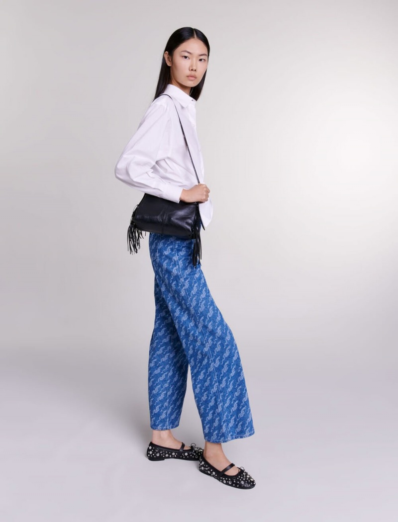 Maje Široké-leg Patterned Jeans Blankyt | CZ_M32342