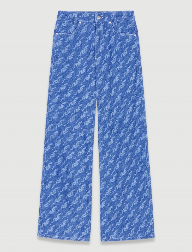 Maje Široké-leg Patterned Jeans Blankyt | CZ_M32342