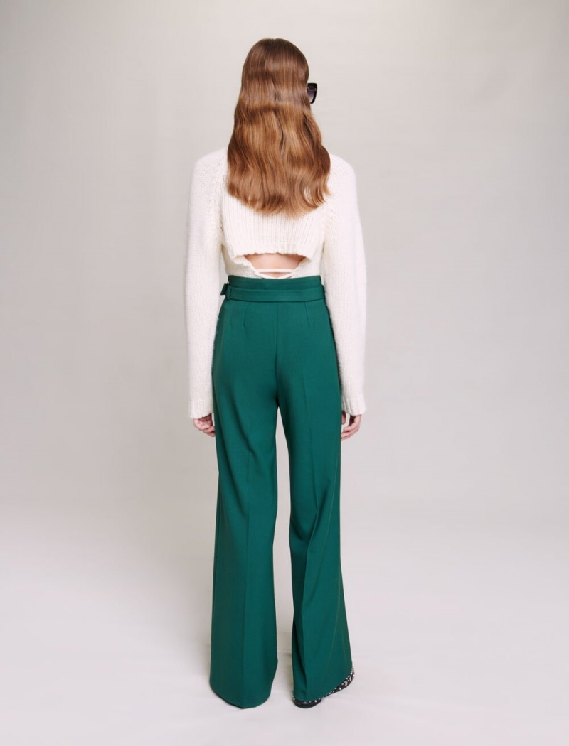 Maje Široké-leg Suit Trousers Zelene | CZ_M87520