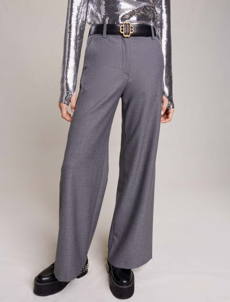 Maje Široké-leg Trousers Šedé | CZ_M35371