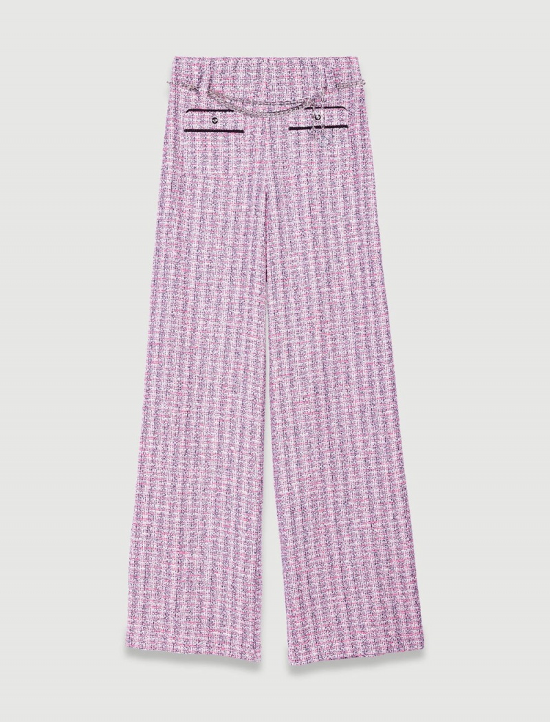 Maje Široké-leg Tweed Trousers Růžové | CZ_M61939